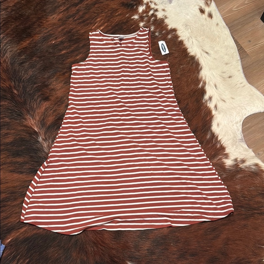 New with tags Striped tank dress brown and white Old Navy size XS